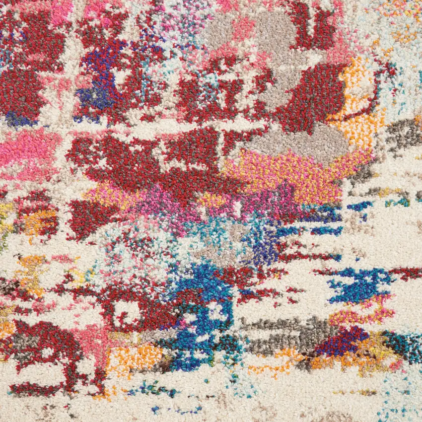 Pink Abstract Power Loom Distressed Non Skid Area Rug Photo 1