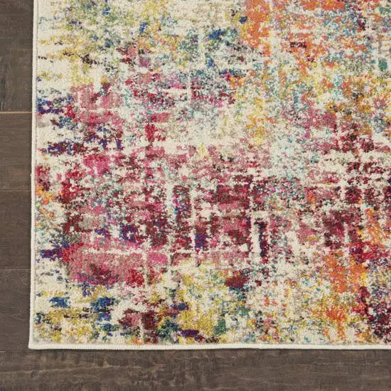 2' X 8' Pink Abstract Power Loom Distressed Non Skid Runner Rug Photo 9