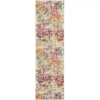 Photo of Pink Abstract Power Loom Distressed Non Skid Runner Rug