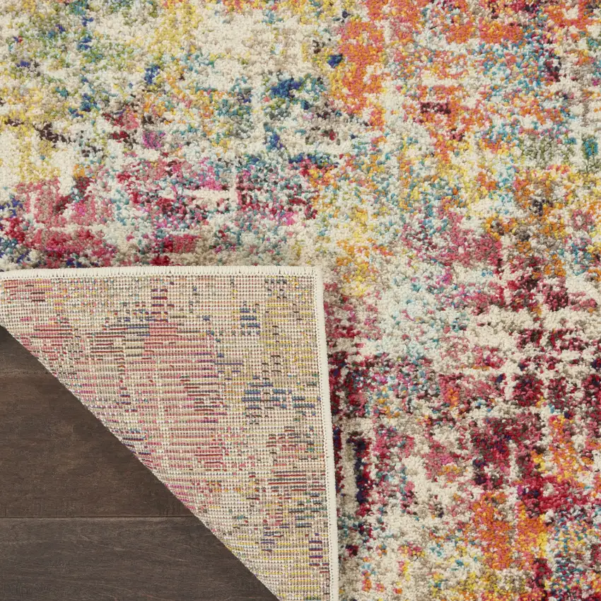 2' X 8' Pink Abstract Power Loom Distressed Non Skid Runner Rug Photo 9