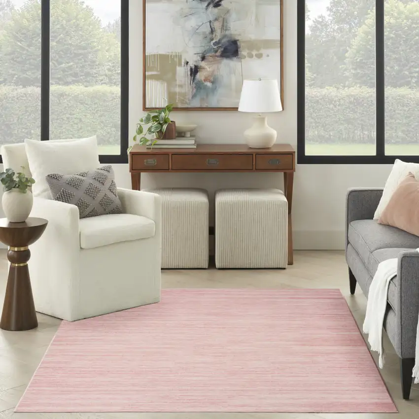 Pink Abstract Washable Area Rug Photo 5