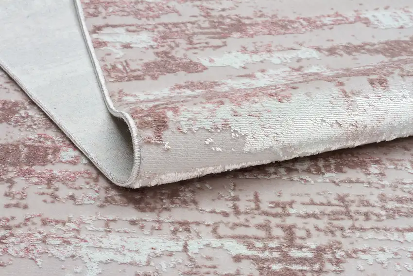 Pink Abstract Washable Non Skid Area Rug With Fringe Photo 6