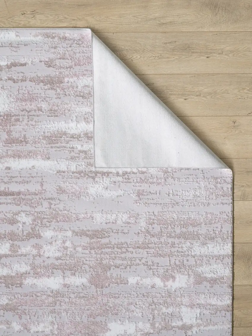 Pink Abstract Washable Non Skid Area Rug With Fringe Photo 7
