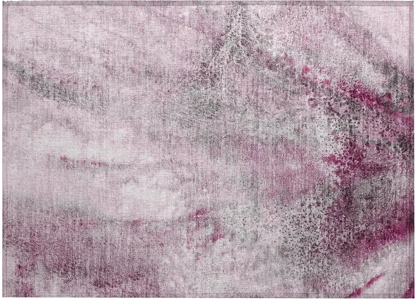Pink Abstract Washable Non Skid Indoor Outdoor Area Rug Photo 2
