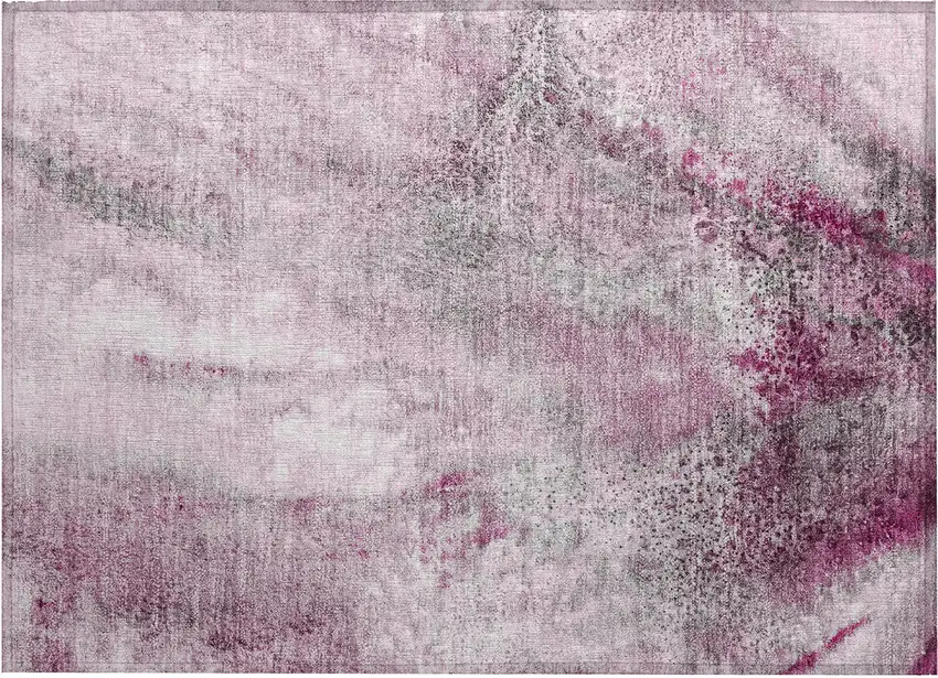 Pink Abstract Washable Non Skid Indoor Outdoor Area Rug Photo 2