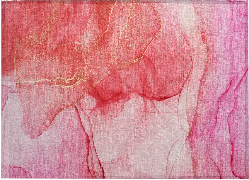 Pink Abstract Washable Non Skid Indoor Outdoor Area Rug Photo 2