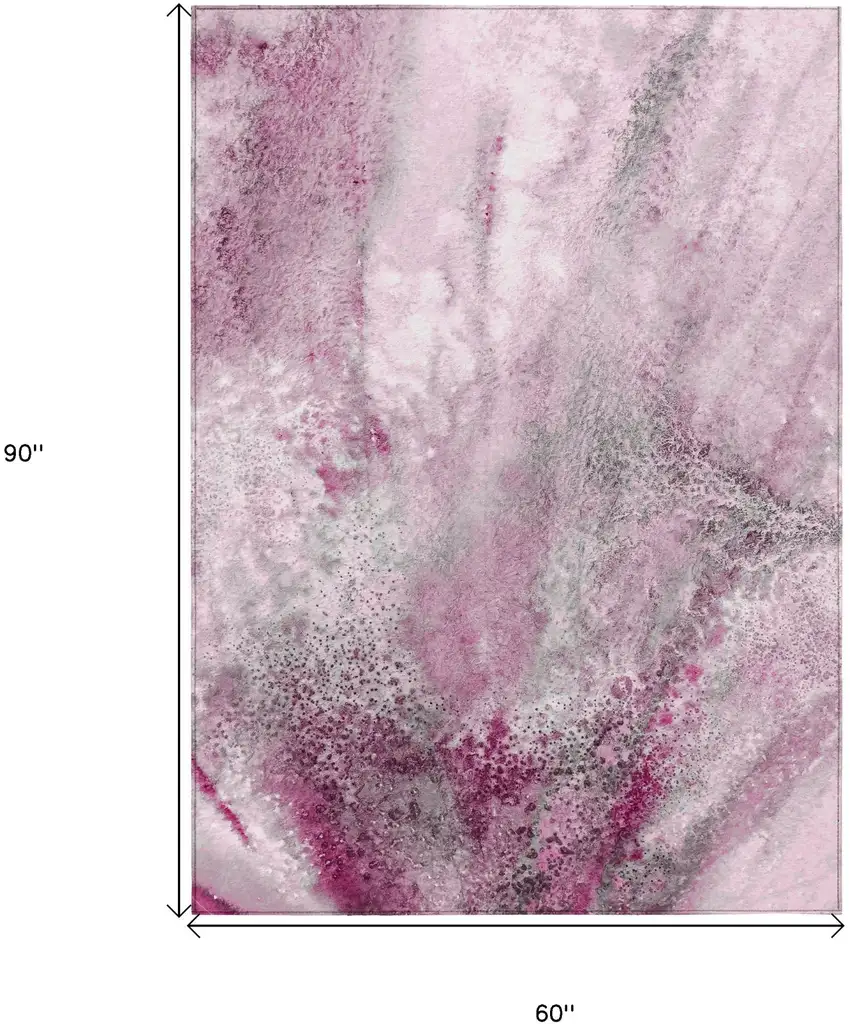 Pink Abstract Washable Non Skid Indoor Outdoor Area Rug Photo 3