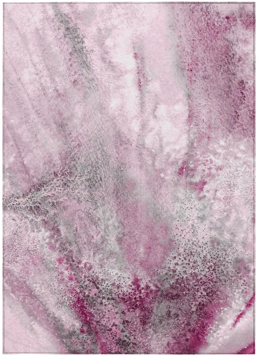 Pink Abstract Washable Non Skid Indoor Outdoor Area Rug Photo 5