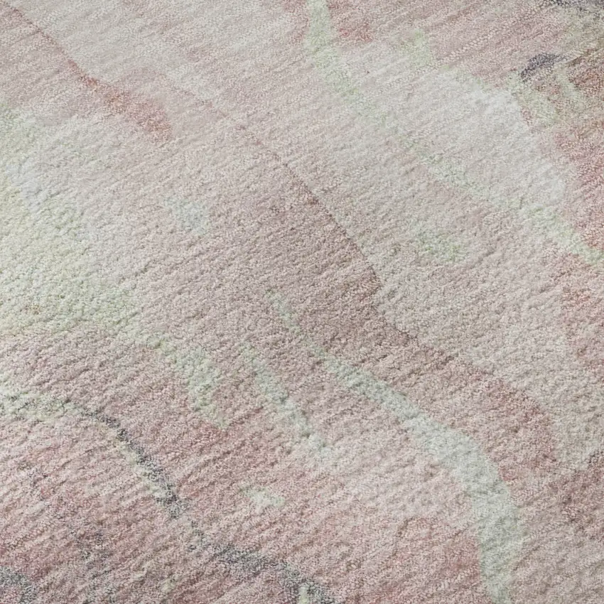 Pink And Beige Abstract Washable Area Rug With UV Protection Photo 1