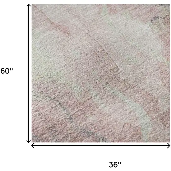Pink And Beige Abstract Washable Area Rug With UV Protection Photo 9