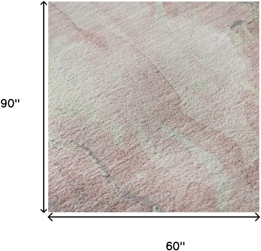 Pink And Beige Abstract Washable Area Rug With UV Protection Photo 8