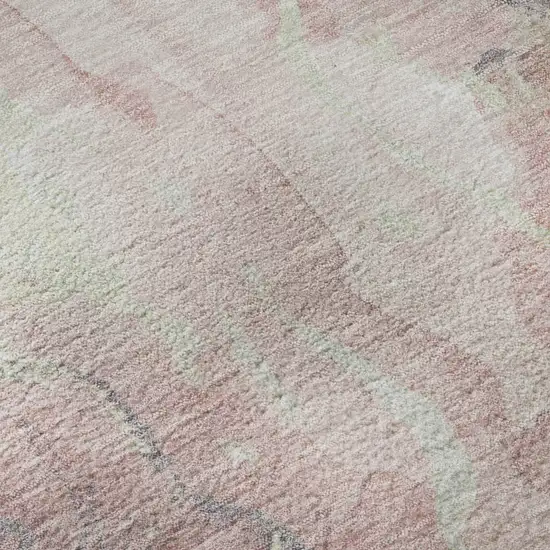 Pink And Beige Abstract Washable Area Rug With UV Protection Photo 1
