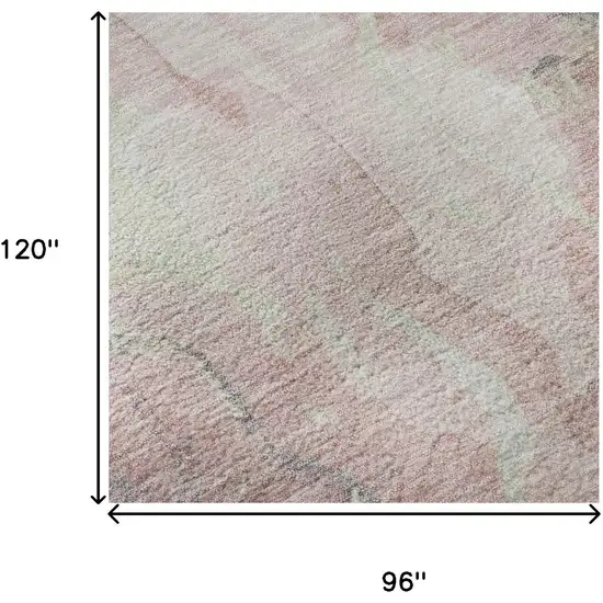Pink And Beige Abstract Washable Area Rug With UV Protection Photo 9
