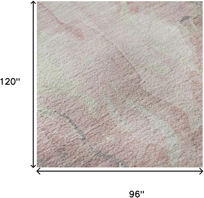 Pink And Beige Abstract Washable Area Rug With UV Protection Photo 9
