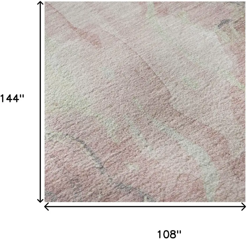 Pink And Beige Abstract Washable Area Rug With UV Protection Photo 8