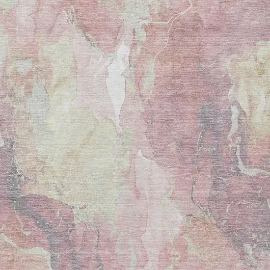 Pink And Beige Abstract Washable Indoor Outdoor Area Rug Photo 3