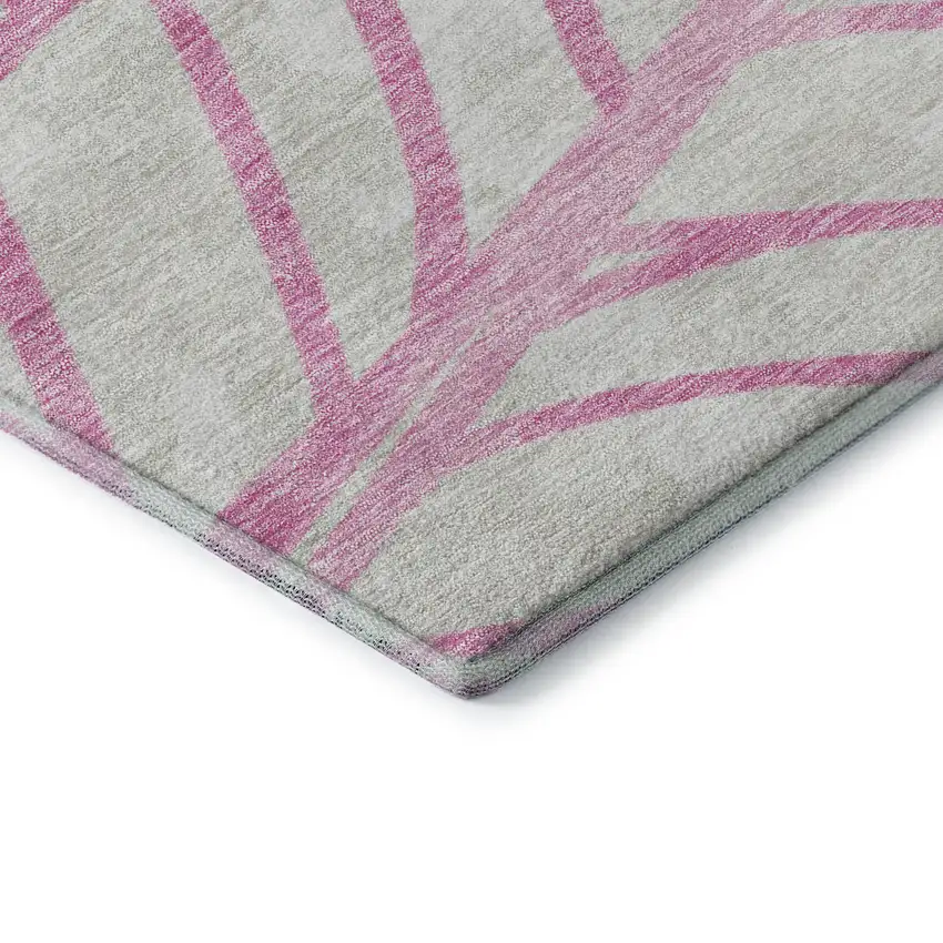 Pink And Beige Floral Washable Area Rug With UV Protection Photo 7