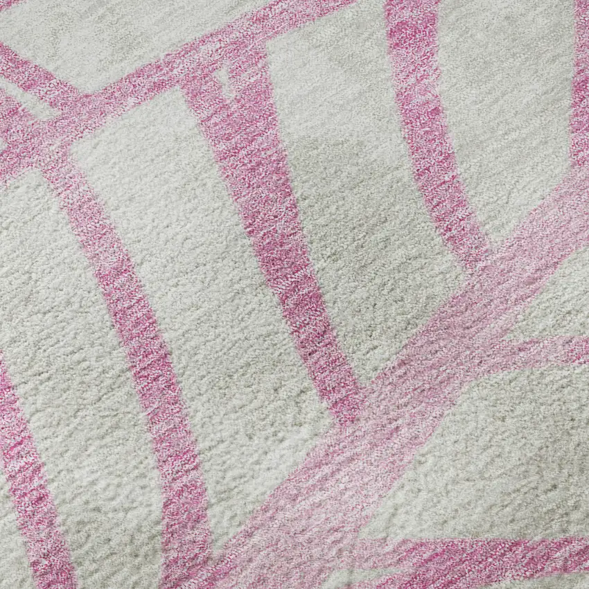 Pink And Beige Floral Washable Area Rug With UV Protection Photo 9