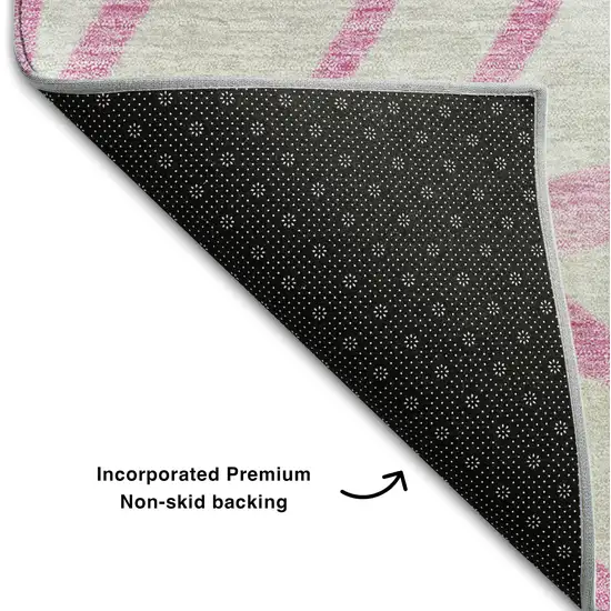 Pink And Beige Floral Washable Area Rug With UV Protection Photo 6