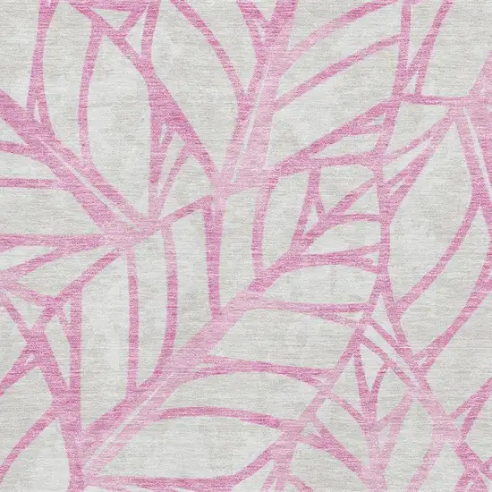 Pink And Beige Floral Washable Area Rug With UV Protection Photo 3