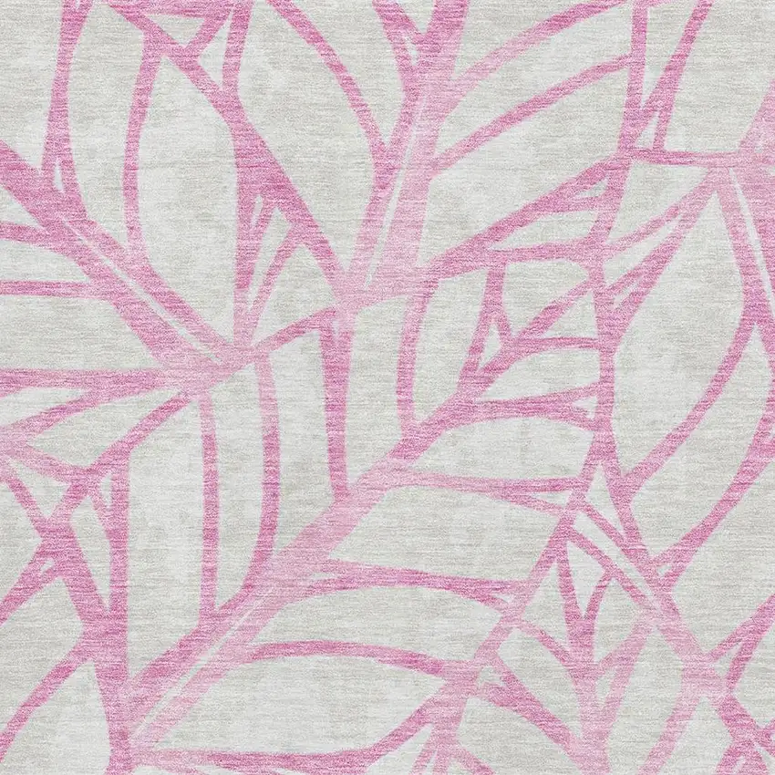 Pink And Beige Floral Washable Area Rug With UV Protection Photo 3