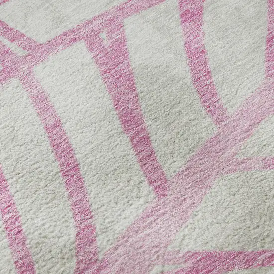 Pink And Beige Floral Washable Area Rug With UV Protection Photo 8
