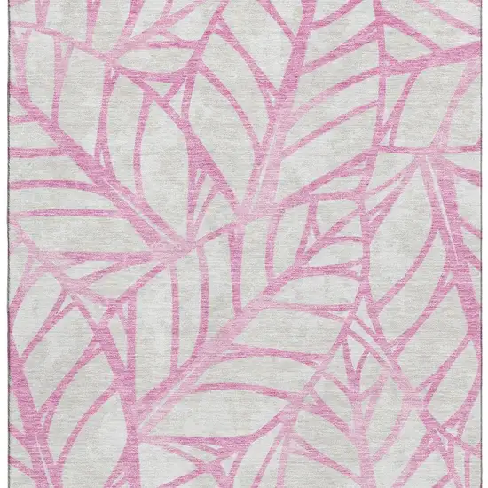 Pink And Beige Floral Washable Area Rug With UV Protection Photo 4