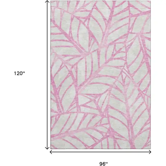 Pink And Beige Floral Washable Area Rug With UV Protection Photo 3