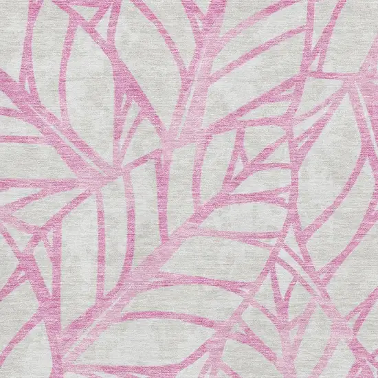 Pink And Beige Floral Washable Area Rug With UV Protection Photo 3