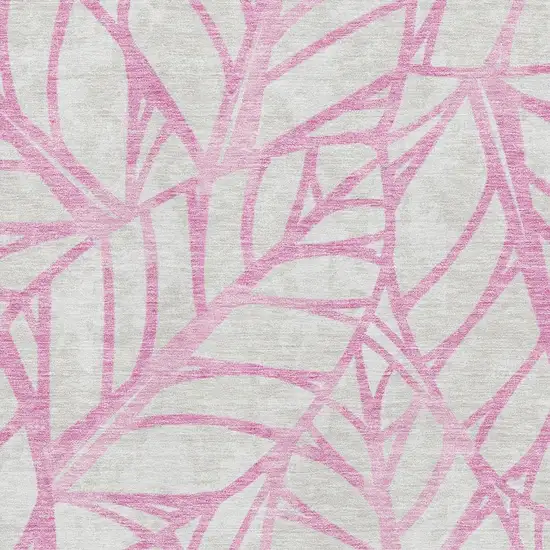 Pink And Beige Floral Washable Area Rug With UV Protection Photo 3