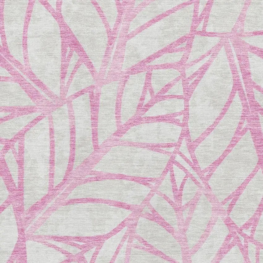 Pink And Beige Floral Washable Area Rug With UV Protection Photo 3