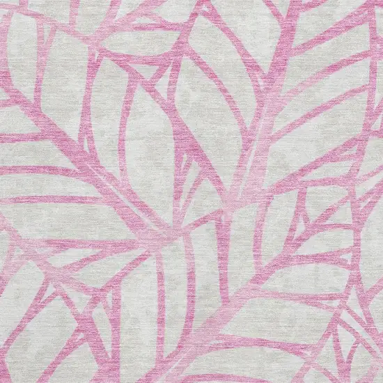 Pink And Beige Floral Washable Area Rug With UV Protection Photo 3