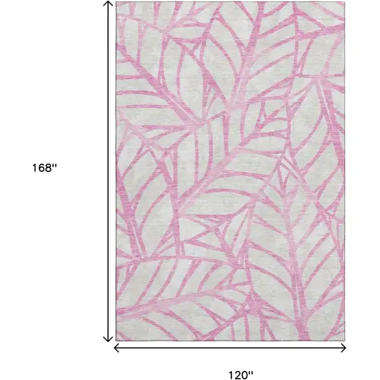 Pink And Beige Floral Washable Area Rug With UV Protection Photo 3