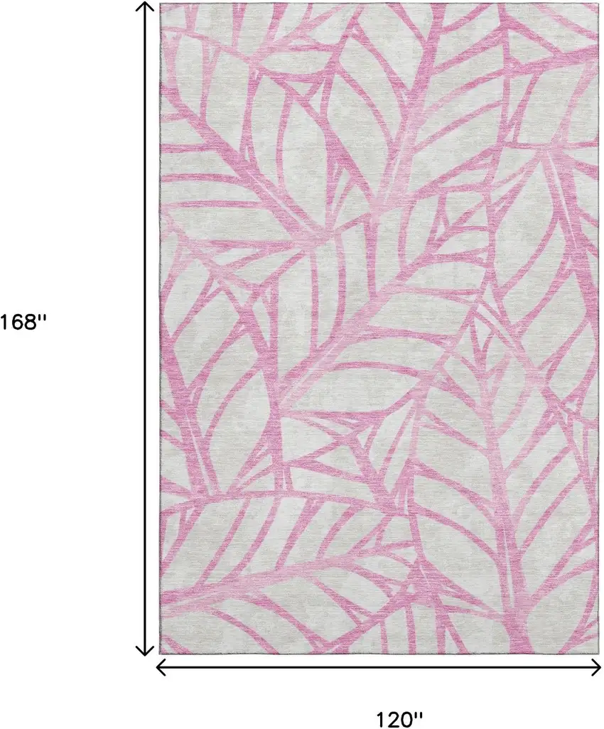 Pink And Beige Floral Washable Area Rug With UV Protection Photo 3