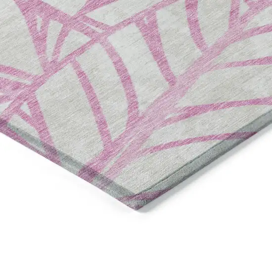 Pink And Beige Floral Washable Indoor Outdoor Area Rug Photo 4