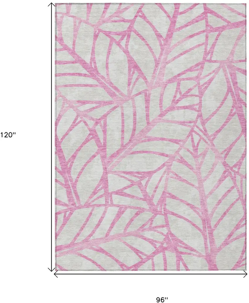 Pink And Beige Floral Washable Indoor Outdoor Area Rug Photo 3