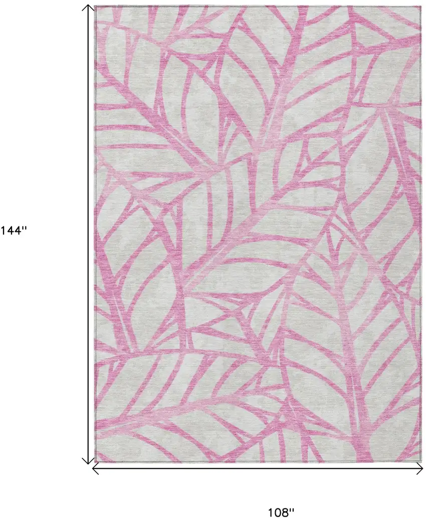 Pink And Beige Floral Washable Indoor Outdoor Area Rug Photo 3