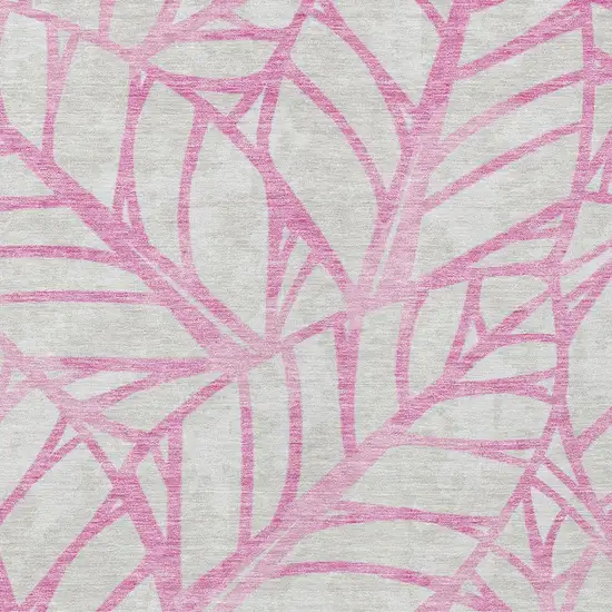 Pink And Beige Floral Washable Indoor Outdoor Area Rug Photo 5