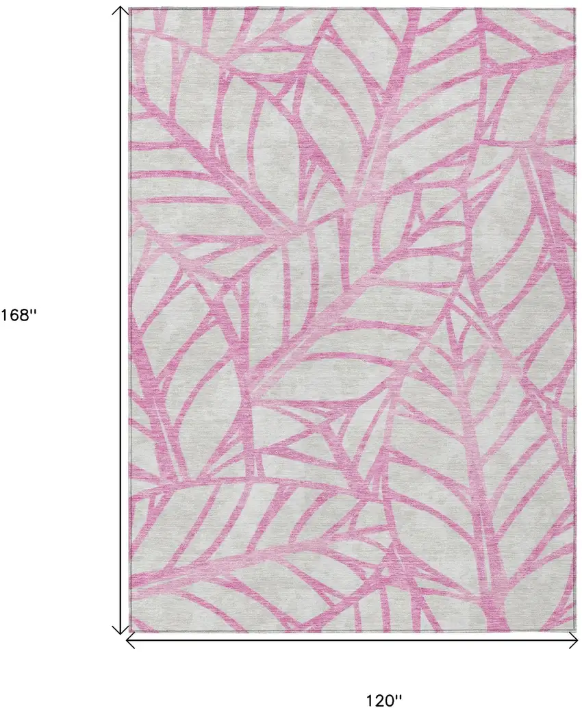 Pink And Beige Floral Washable Indoor Outdoor Area Rug Photo 3