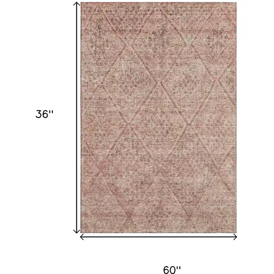 Pink And Beige Moroccan Washable Area Rug With UV Protection Photo 3