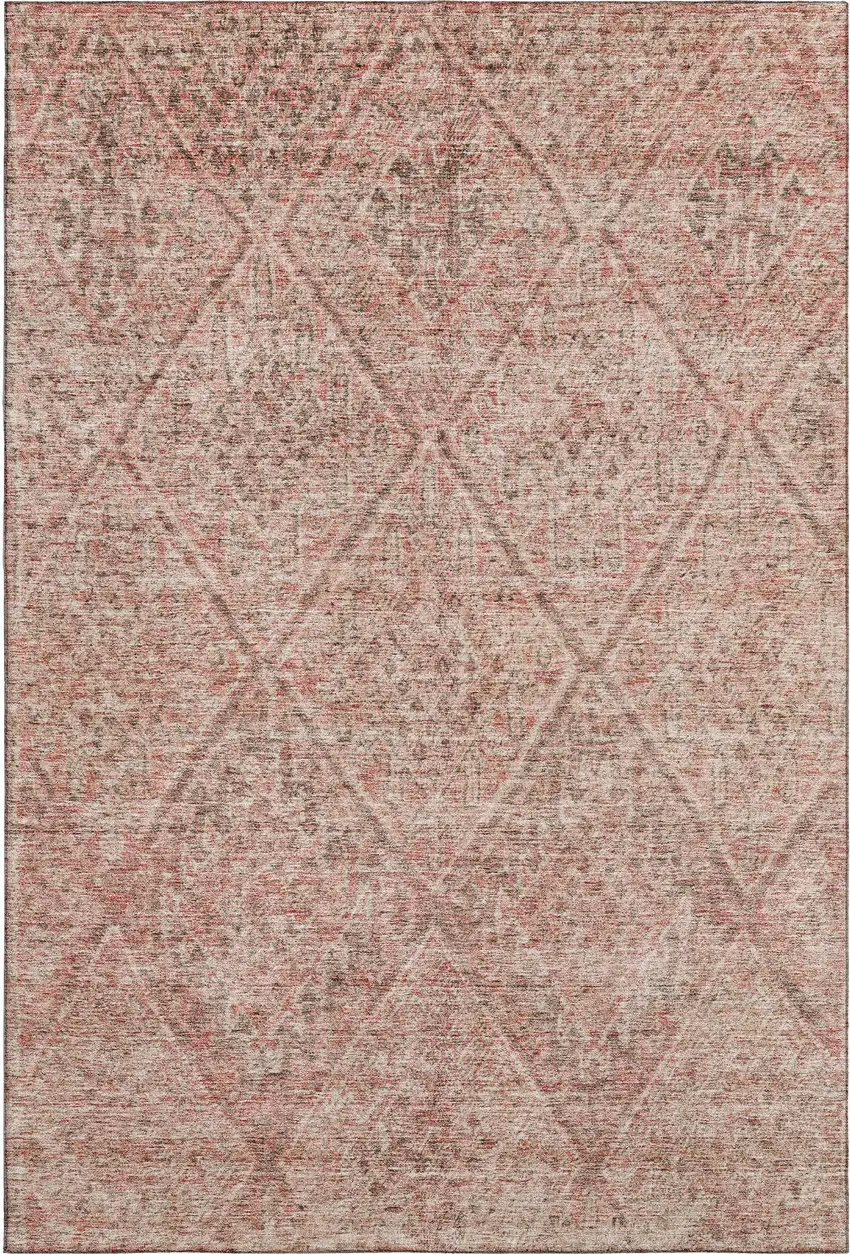 Pink And Beige Moroccan Washable Area Rug With UV Protection Photo 3