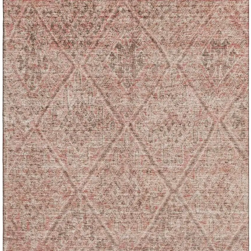 Pink And Beige Moroccan Washable Area Rug With UV Protection Photo 5