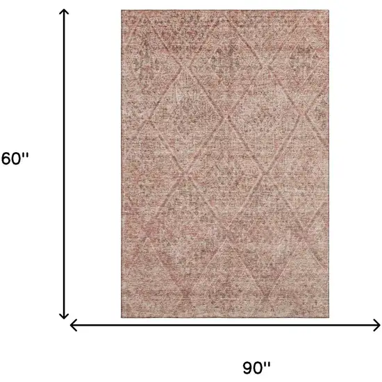 Pink And Beige Moroccan Washable Area Rug With UV Protection Photo 5