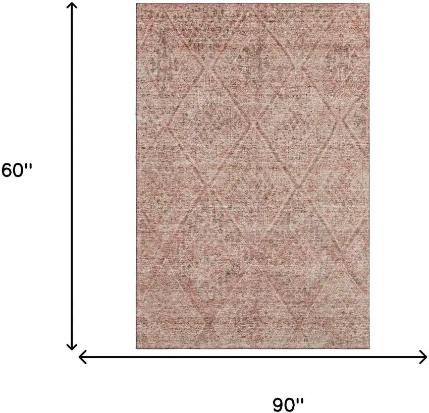 Pink And Beige Moroccan Washable Area Rug With UV Protection Photo 5