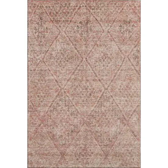 Pink And Beige Moroccan Washable Area Rug With UV Protection Photo 3