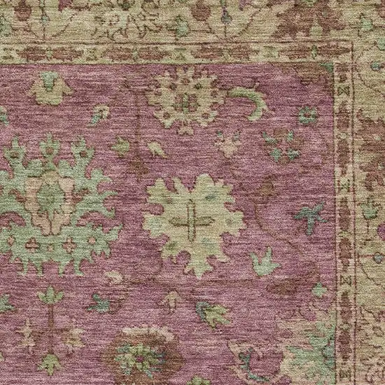 Pink And Beige Oriental Washable Area Rug With UV Protection Photo 3