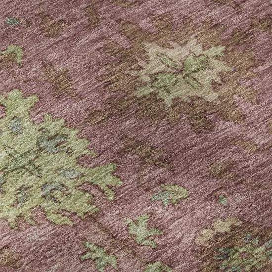 Pink And Beige Oriental Washable Area Rug With UV Protection Photo 7