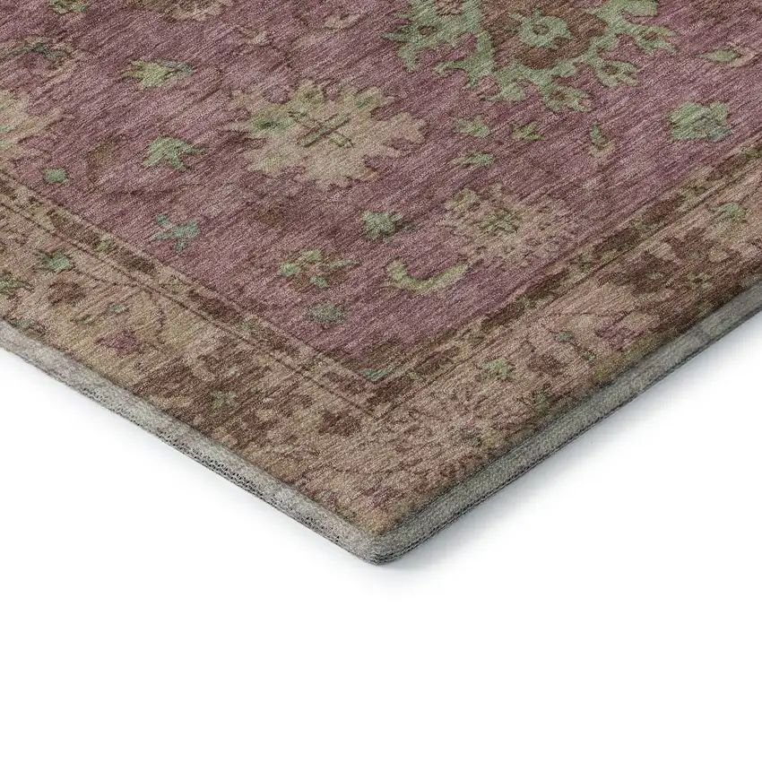 Pink And Beige Oriental Washable Area Rug With UV Protection Photo 6