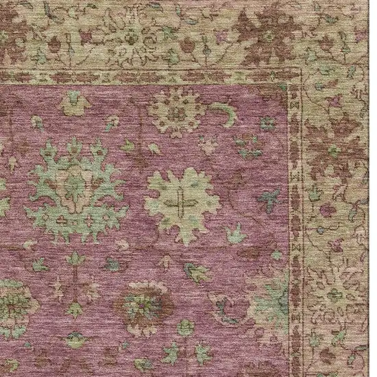 Pink And Beige Oriental Washable Area Rug With UV Protection Photo 4