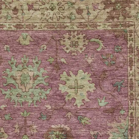 Pink And Beige Oriental Washable Area Rug With UV Protection Photo 3